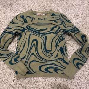 Willow Olive and Teal Swirl Sweater